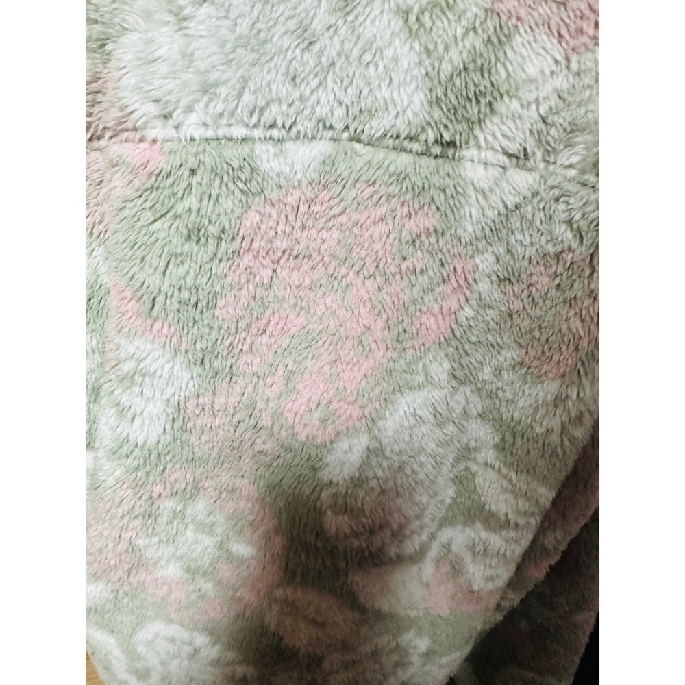 Gerry Fleece Jacket Pink Green Floral Print Zip Up Women's Size‎ L - Picture 5 of 8